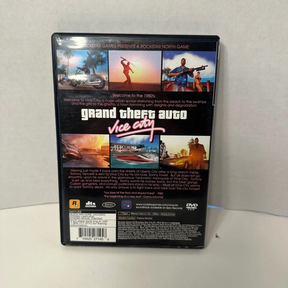 Grand Theft Auto Vice City PS2 Case & Manual Only + Official Sony Memory Card